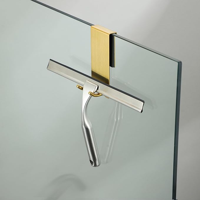 Taozun Towel Hooks for Bathrooms - Over Shower Door Hooks for Towels on Frameless Glass, Gold Stainless Steel, 3-Pack
