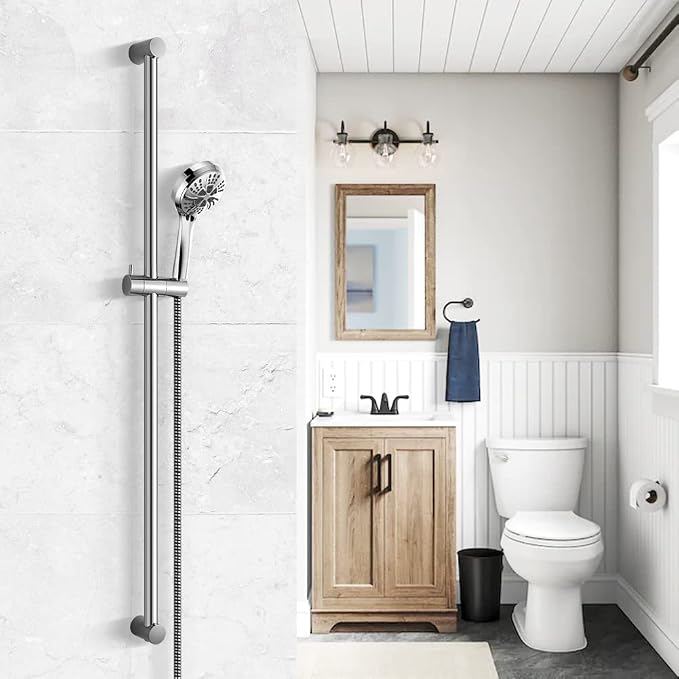 OFFO Shower Slide Bar 40 in Adjustable Installation Distance 20-39 in with 360° Adjustable Handheld Shower Head Holder for Bathroom, Screw Wall Mounted, Chrome Finish