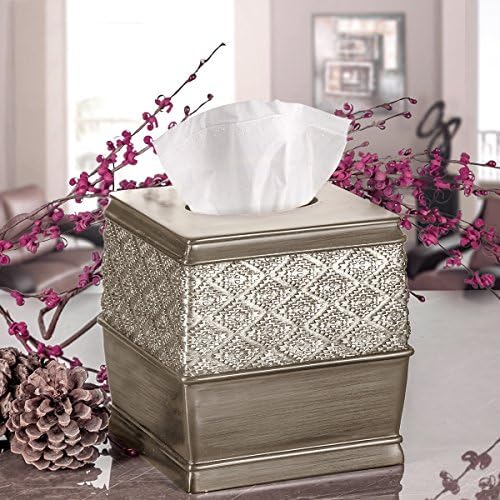 Dublin Silver Square Resin Tissue Box Cover