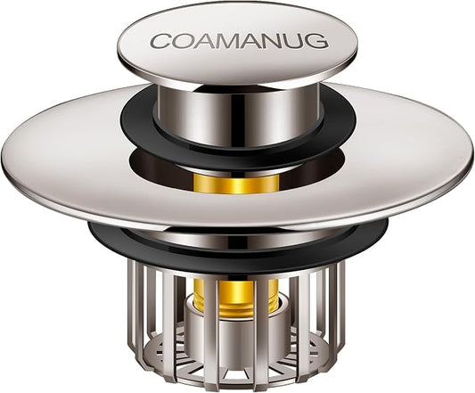 COAMANUG Bathtub Stopper | Pop-up Tub Stopper with Strainer, Shower Drain Hair Catcher | Bathroom Drain Plug | Drain Protector for 1-1/2 to 1-3/4" Bath Drain Hole