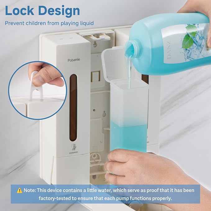 Shampoo and Conditioner Dispenser - Shower Soap Dispenser Wall Mounted No Drill - Shampoo Conditioner Body Wash Dispenser 3 Chamber - Easy Install for Bathroom Hotel White 1200ml
