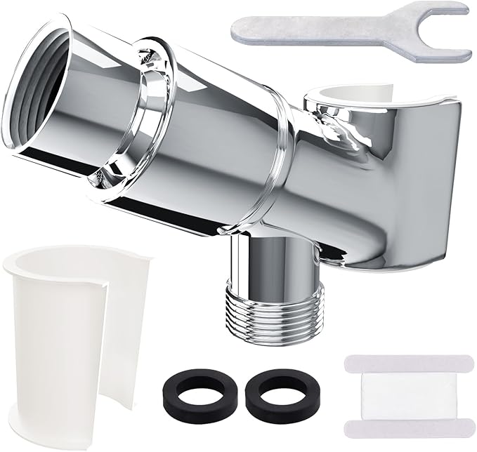 All Metal Handheld Shower Head Holder, Adjustable Shower Wand Holder with Universal Shower Arm Mount and Brass Pivot Ball, for Connecting Shower Arm and Shower Hose