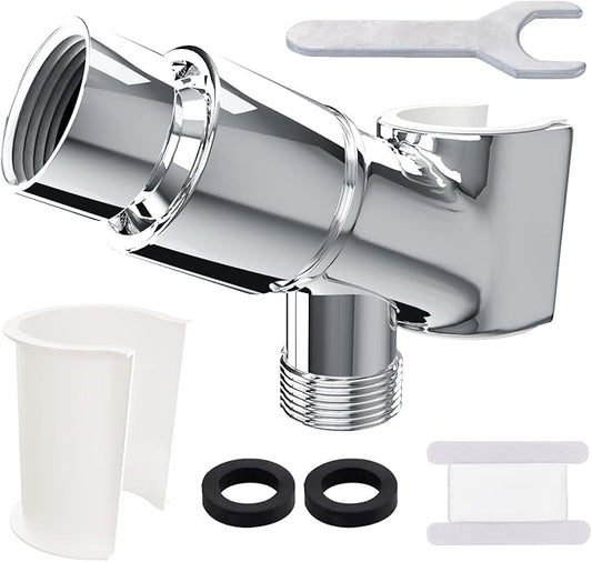 All Metal Handheld Shower Head Holder, Adjustable Shower Wand Holder with Universal Shower Arm Mount and Brass Pivot Ball, for Connecting Shower Arm and Shower Hose