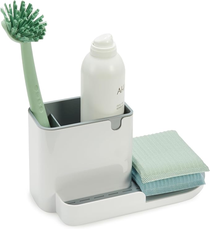 Amazon Basics Kitchen Sink Caddy Organizer for Sponge and Brush Storage, Large, White (Pack of 12)