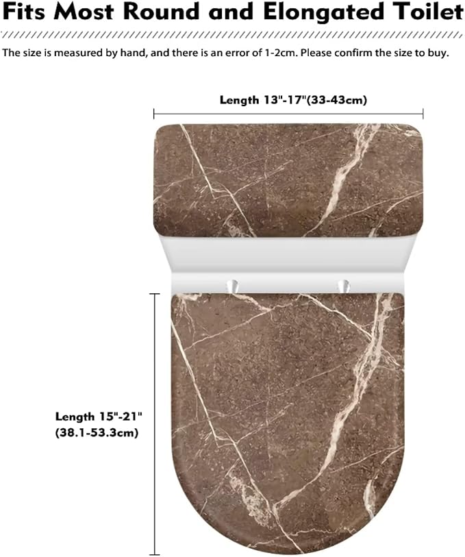 Brown Marble Toilet Cover Lid Set 2 Pack Toilet Seat Covers for Bathroom Decor Replacement Elongated
