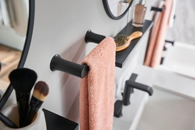 Moen Genta Matte Black Modern 6.8-Inch Length Hand-Towel Bar for Bathroom or Kitchen, BH3886BL (Pack of 2)
