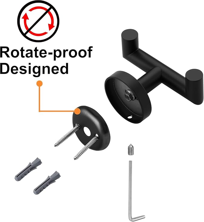 Towel Hooks for Bathrooms, Matte Black Towel Hook for Kitchen Bathroom, SUS304 Stainless Steel Coat Hook, Heavy Duty Double Towels Holder Hooks for Hanging Towels, Coats, sponges, Wall Mount, 1 Pack