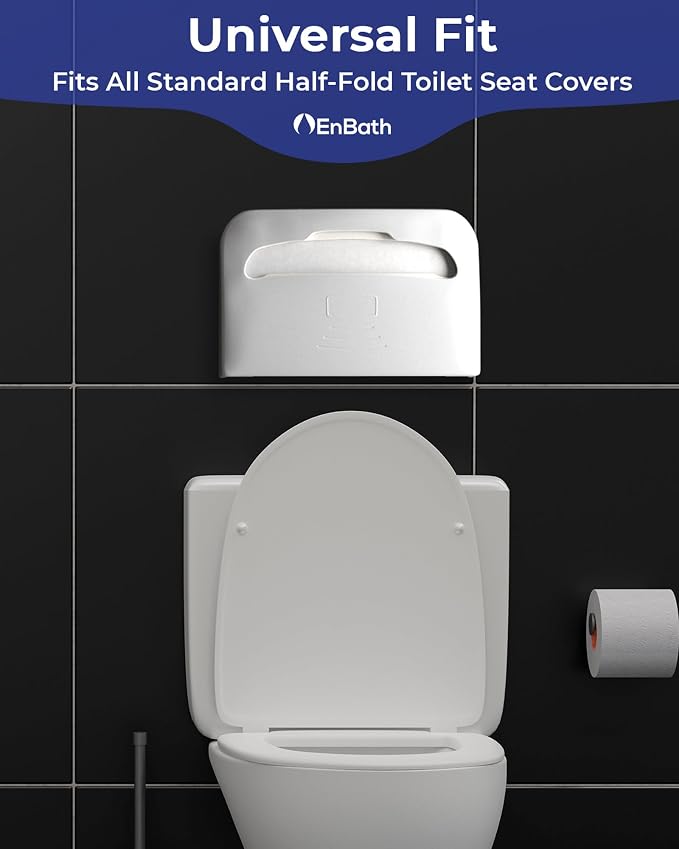 Commercial Toilet Seat Cover Dispenser Wall Mount, White Half-Fold Toilet Seat Cover Holder for Bathroom/Restroom
