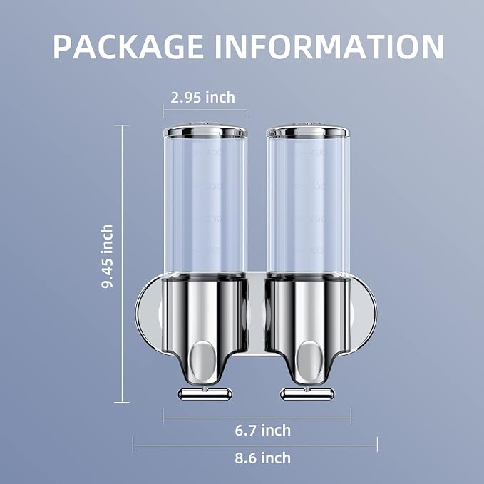 Shower Soap Dispenser,Shampoo and Conditioner Dispenser | Shower Dispenser 3 Chamber No Drill,Wall Mounted Refillable Bottles,Shower Accessories for Bathroom,RV&Hotel,16.9 oz 2 in 1