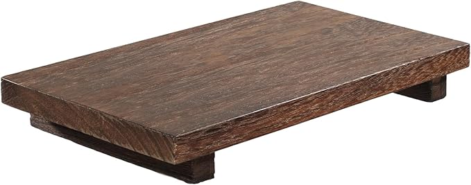 Wood Riser Pedestal Stand, 12 x 7'' Wood Riser for Kitchen Counter | Lightweight Rustic Farmhouse Wood Tray for Sink, Bathroom, Soap Dishes, Plant, Bottles, Candles Display, Brown