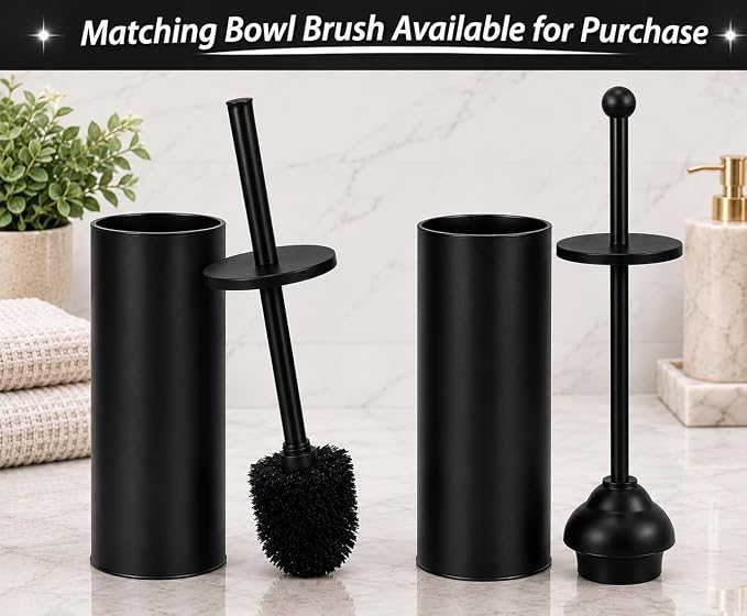 Toilet Plunger with Holder for Bathroom - Deep Cleaning - Heavy Duty - Strong Efficient Suction Cup - Household Essentials - Household Supplies, Matte Black