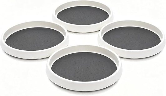 Lazy Susan Turntable Organizer 4 Pack - 10 Inch 360° Rotating Trays for Kitchen Cabinet, Pantry, Countertop, Fridge - Non-Skid Spice Rack Storage for Bathroom, Vanity, Makeup