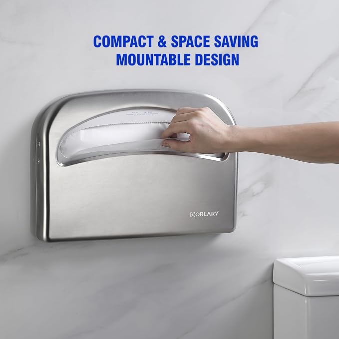2 Packs Toilet Seat Cover Dispenser Wall Mount Commercial, Half Fold Toilet Seat Cover Dispenser, 304 Stainless Steel, 16-Inch