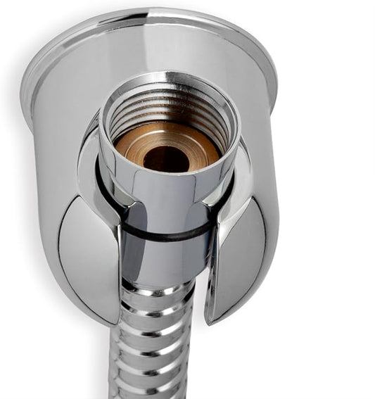 Handheld Shower head Holder - All Metal - Adhesive and Screw in Installation - Minimal Design Bathroom Wall Mount Shower sprayer Holder (Polished Chrome)