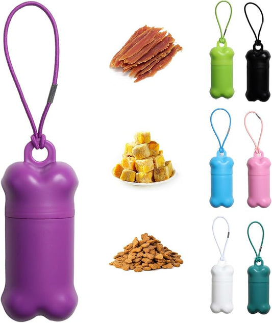 Portable Dog Training Treat Pouch Airtight, (Purple) | Functional Treat Holder Small Dog Treat Bag for Training and Walks, Bone-Shaped Treat Container