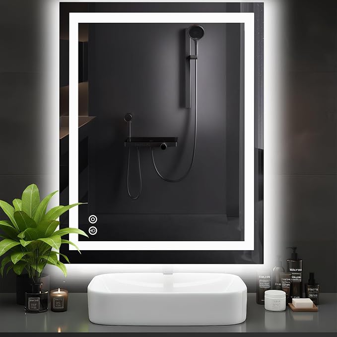 DUMOS 36.1"x48.1" LED Bathroom Mirror, Bathroom Vanity Mirror | Smart Anti-Fog, Front Light and Backlit, 3 Color Temperatures, Dimmable, Memory Function