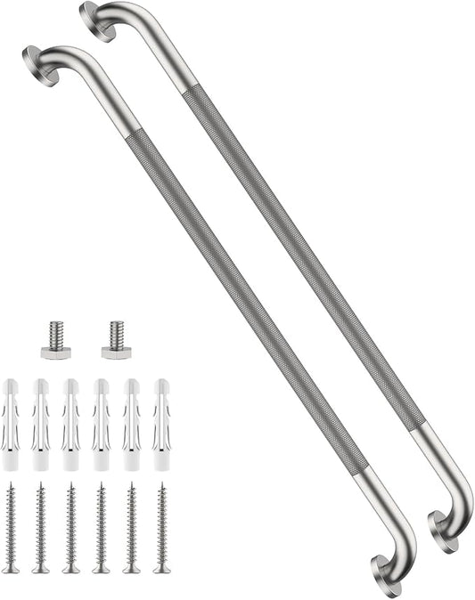 40 Inch Anti Slip Handicap Grab Bars, Munzong Bathroom Grab Bar for Showers, Brushed Nickel Knurled Handicap Balance Bar,Safety Hand Rail Support Elderly Senior Assist Bath Handle