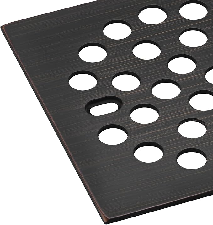 RRAJJ Square Improve 4-1/4 Inch(108mm*108mm) Screw-in Shower Floor Drain Grate Strainer (Oil Rubbed Bronze)