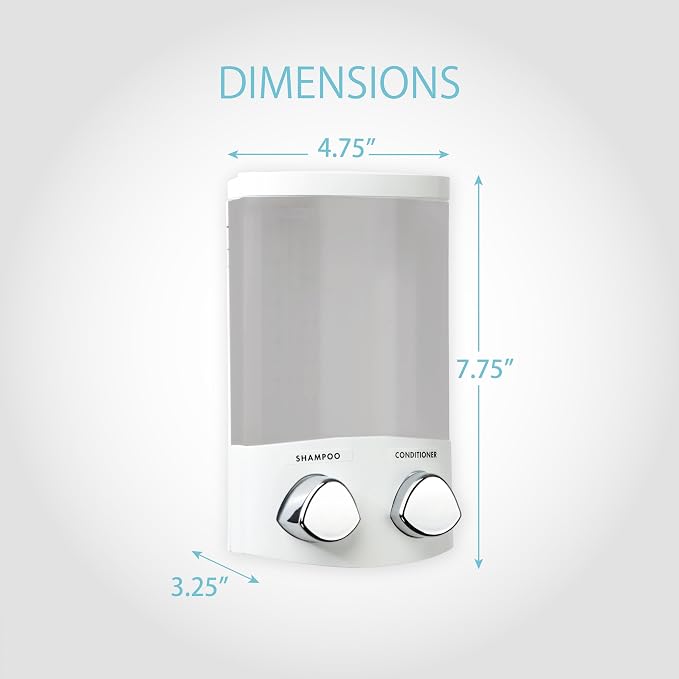 Better Living Products, White 76254-1 Euro Series 2-Chamber Soap and Shower Dispenser