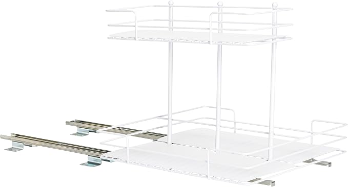 Household Essentials White Steel Double-Tier Pantry Organizer