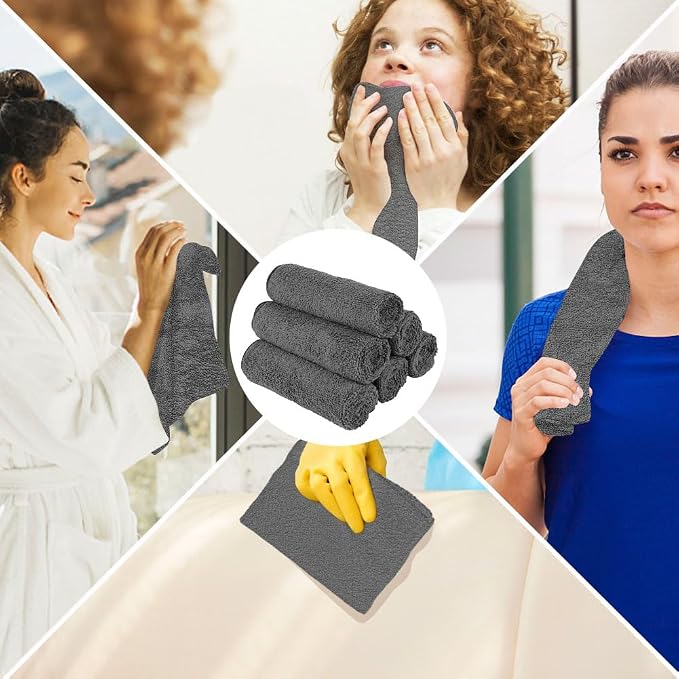 Orighty 6-Pack Grey Hand Towels, 16x28 inch Microfiber Gym Towels | Quick Drying & Absorbent, Lightweight & Thin Grey Yoga Towel - Multi-Purpose Camping Towel for SPA, Hotel & Bathroom