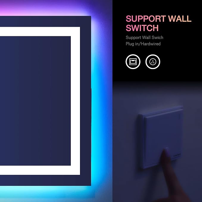 LOAAO 50"X30" LED Bathroom Mirror with Lights, UL Listed | Anti-Fog, Dimmable, RGB Backlit + Front Lighted, Memory Function, Tempered Glass