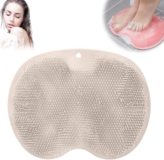 Shower Foot Scrubber Mat with Non-Slip Suction Cups, 2026 New Shower Foot & Back Scrubber Massage Pad, Durable Back Washer Cleaning Pad for Bathroom (Grey)