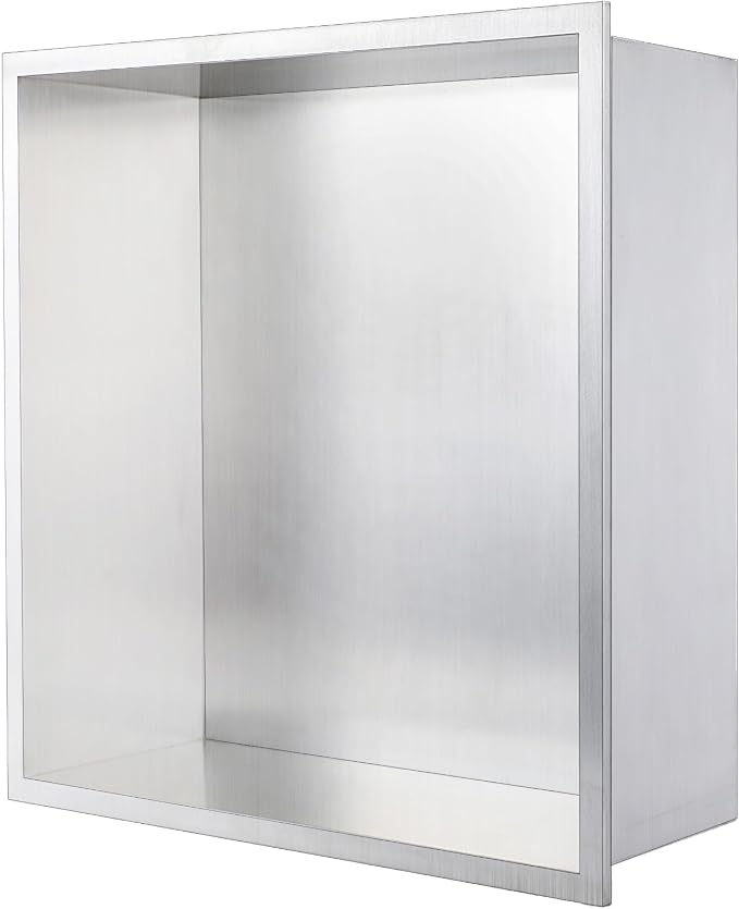 HOTIS Shower Niche No Tile Needed, Stainless Steel Bathroom Niche for Shower Wall, 12x12'' Inch Waterproof Wall Niches for Living Room,Bedroom Storagef