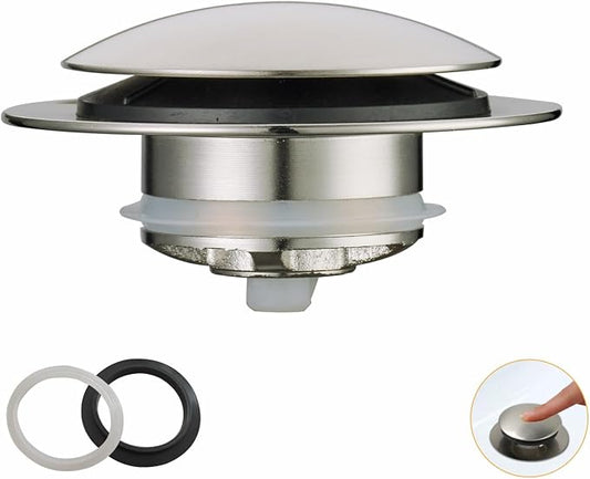 Brushed Bathtub Drain Stoppers, Wellup Universal Pop Up Bathtub Drain Stopper Replacement, Tip Toe & Lift and Turn Tub Plug, Stainless Steel Drain Conversion Kit for 1-3/8"and 1-1/2" Bathroom Drains