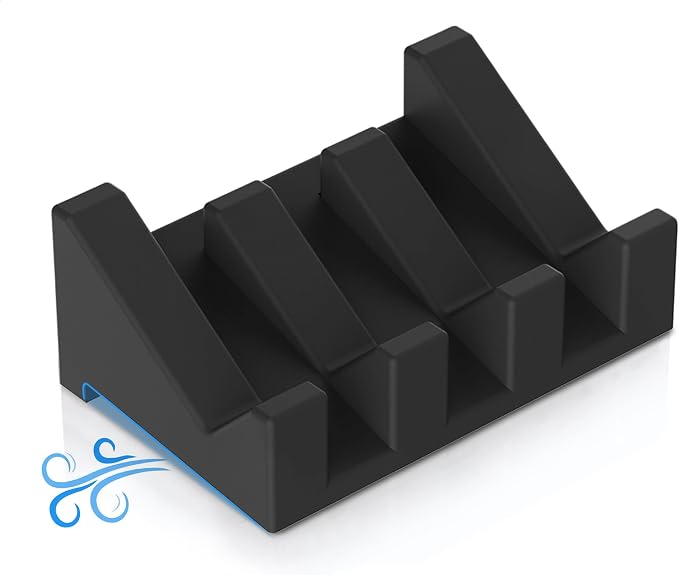 Silicone Soap Dish - 1 PCS Extended Self Draining Soap Holder for Shower, Bathroom and Bathtub with Drainage - Black