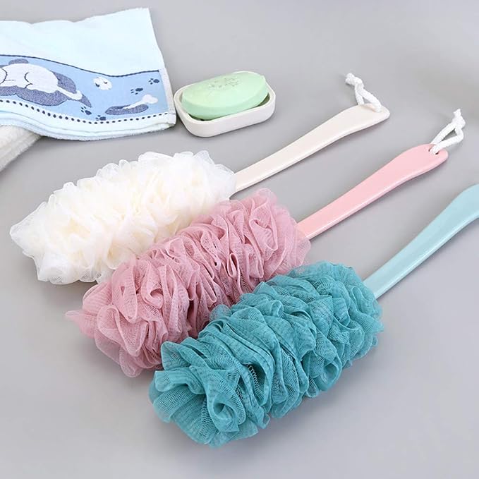 Back Scrubber for Shower,Loofah Long Handle Bath Body Brush,Soft Nylon Mesh Sponge for Shower,Loofah On a Stick for Men Women,Exfoliating Scrub Cleaning Luffa for Elderly(2-Pack,Blue)
