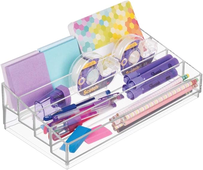iDesign Tiered Cosmetics & Nail Polish Organizer, The Clarity Collection – 12.75 IN X 6.5IN X 3.75 IN, Clear | 13" x 6.5" x 3.46"