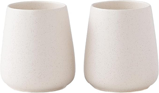 Beige Toothbrush Holder for Bathroom - 2Pcs Ceramic Tooth Brushing Holders Set, Toothbrush Cup & Toothpaste Organizer for Bathroom Countertop, Makeup Brush Holder, Pen Holder for Home Desktop Storage
