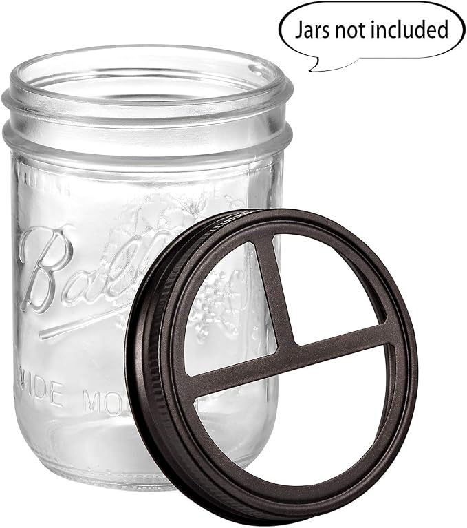 [Wide Mouth ONLY] SheeChung 2 Pack Mason Jar Toothbrush Holder Lid - Rustproof 304 Stainless Steel for Ball Mason Jar or Any Pint. Jar, Farmhouse Decor Bathroom Accessories Set - Bronze