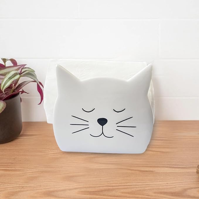 Sponge Holder for Countertop 2PCS Ceramic Sponge Caddy Cat Shape Cute Scrub Brush Dish Wand Holder for Kitchen Sink Decor Cute Kitchen Storage Accessories Ideal Gifts for Women(Black White)
