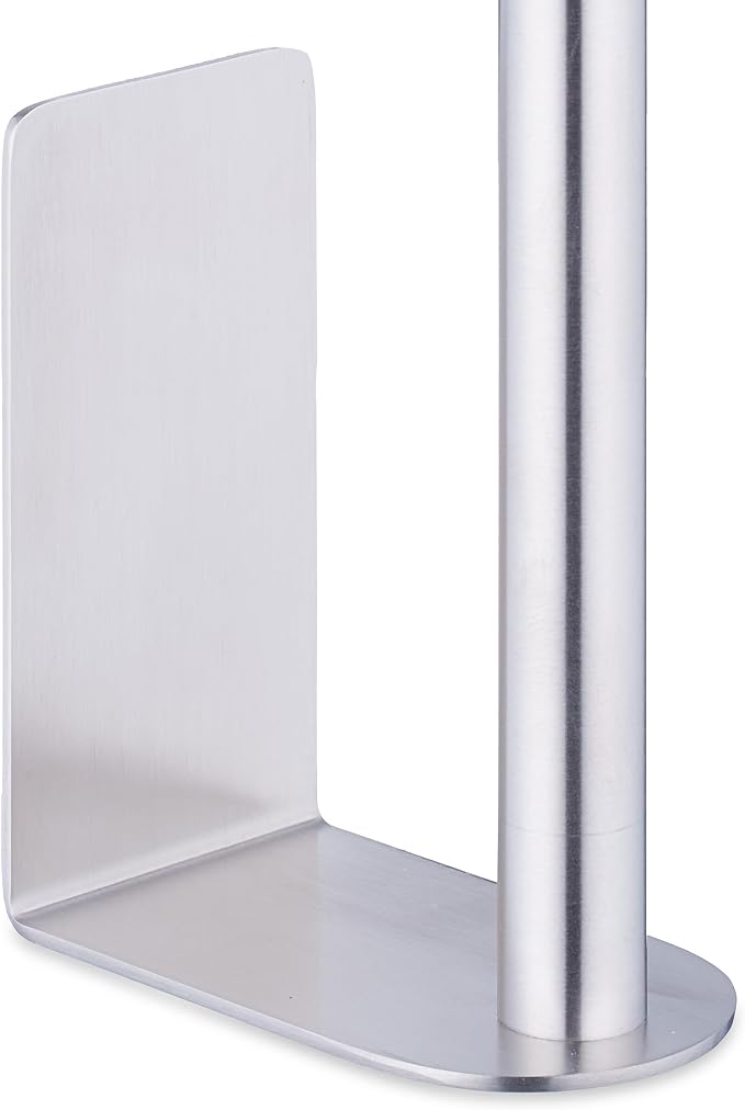 Relaxdays Replacement Roll Holder, Self-Adhesive, 2 Replacement Rolls, H x W x D: 26 x 4.5 x 7.5 cm, Toilet Paper Holder Wall, Silver