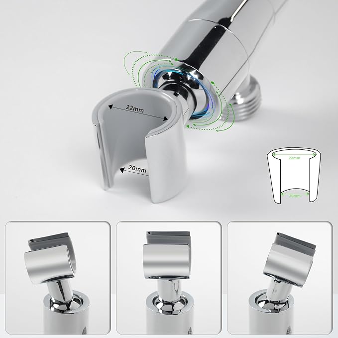 Shower Head Holder,All Metal Handheld Shower Head Holder,Adjustable Shower Arm Mount Bracket,Shower Head Bracket,Chrome,1G1MK