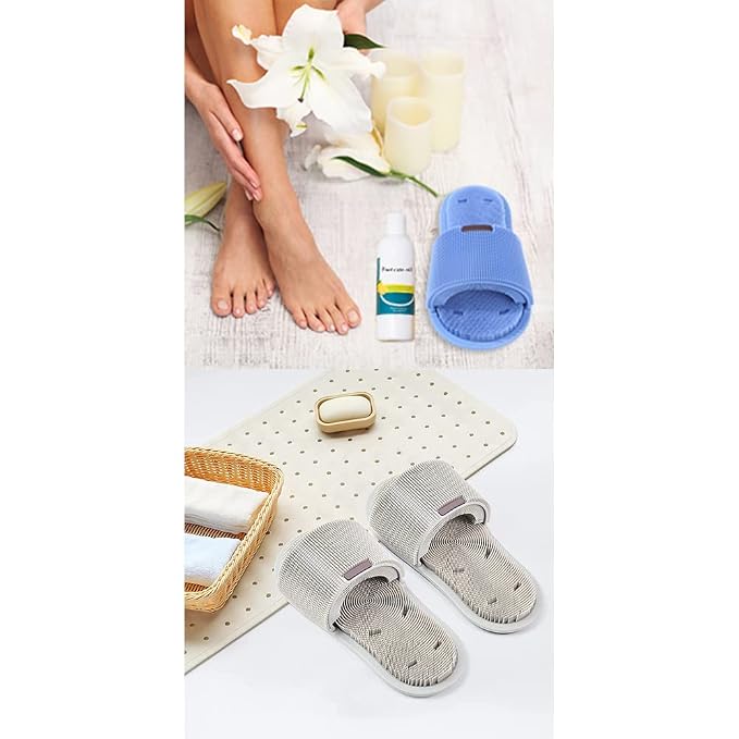 Shower Foot Scrubber - Soft Silicone Cleaner With Non-Slip Suction Cups, Exfoliating Dead Skin Massager Slipper to Improve Circulation & Soothe Tired Feet for Unisex Adults - 1pcs (Pink)