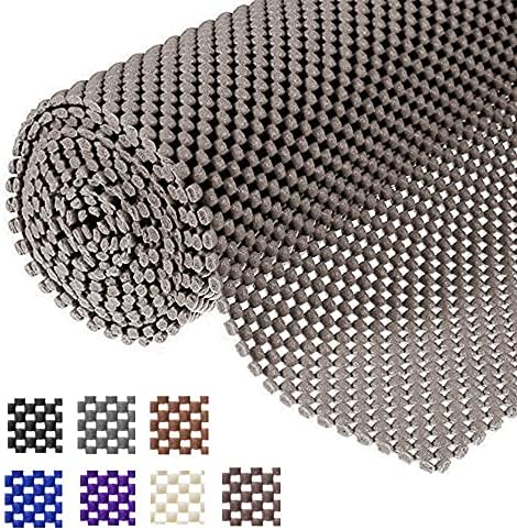 Shelf Liner Drawer Liner Non-Slip Mat Shelves Liners 12" X6.5’ Grid Pattern PVC Non-Adhesive Grip Liner Anti-Slip Mat for Kitchen Cabinets Wire Shelving Pantry Dresser Refrigerator (Brown)