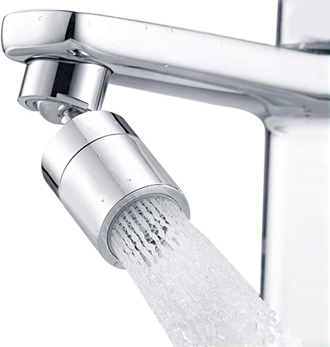 360 Degree Swivel Sink Faucet Aerator, Big Angle High Pressure Large Flow Dual Function Kitchen Faucet Aerator, 55/64" Female Thread, Polished Chrome