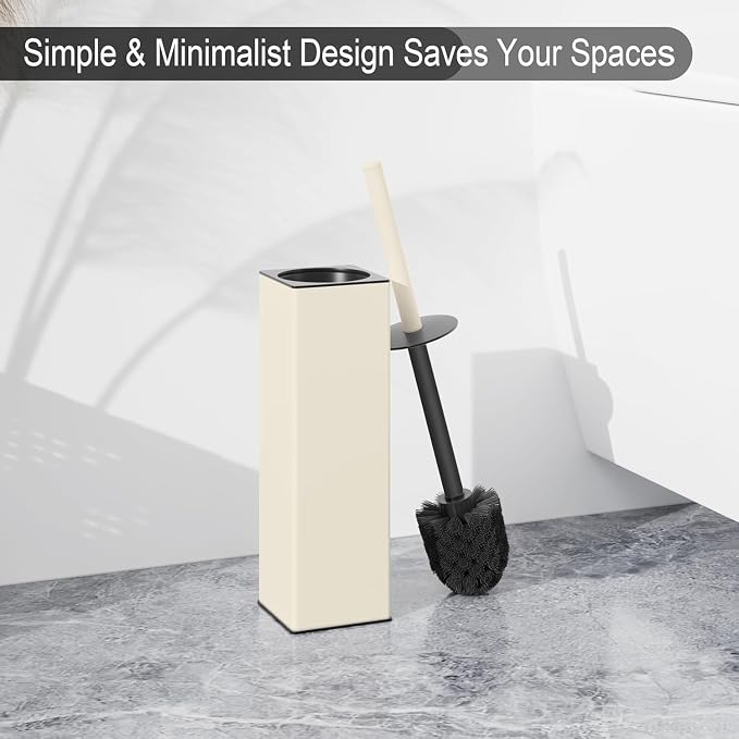 BVL Toilet Brush and Holder Set White Freestanding for Bathroom