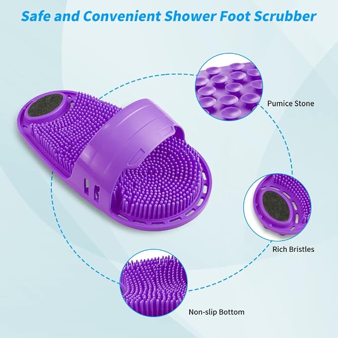 Silicone Shower Foot Scrubber Personal Foot Massage and Cleaning with Soft Silicone Bristles and Non-Slip Suction Cups, Foot Scrubbers for Use in Shower Men and Women (1PCS Violet)