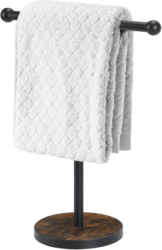 YINMIT Towel Holder Stand, T-Shape Height 15” Wood Countertop Hand Towel Stand, Hand Towel Racks with Heavy Base for Bathroom Kitchen Countertop Vanity