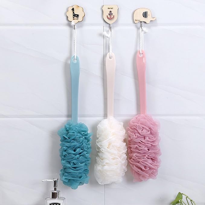 Back Scrubber for Shower, Loofah Long Handle Bath Body Brush, Soft Nylon Mesh Sponge On a Stick for Shower Men Women Kids Elderly, Exfoliating Scrub Cleaning Luffa for All Kinds of Skin(Pink)