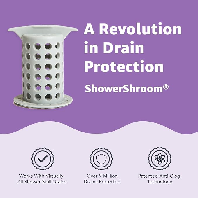 ShowerShroom the Revolutionary 2" Stand-Up Shower Stall Drain Protector Hair Catcher/Strainer, Gray , 1 Count ( Pack of 1)