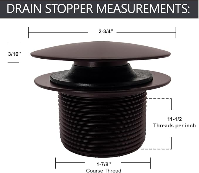 Westbrass D398R-12 1-1/2" NPSM Coarse Thread Mushroom Tip-Toe Bathtub Drain Stopper, Oil Rubbed Bronze
