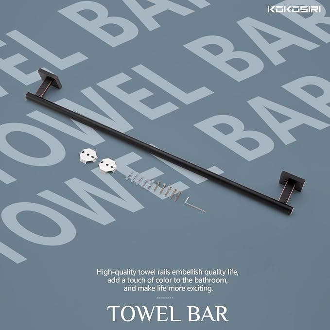 KOKOSIRI Bathroom Towel Bar 36'' Towel Holder for Bath Kitchen Wall Mount Towel Rails 36 Inch Oil Rubbed Bronze Stainless Steel B4005ORB-L36