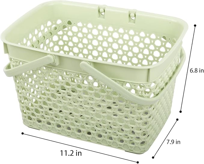 Anyoifax Portable Shower Caddy Basket Plastic Cleaning Tote with Handles Large Storage Organizer Bin for Bathroom, College Dorm, Pantry, Kitchen - Green