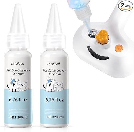 Pet Steam Brush for Dogs & Cats, 3-in-1 Shedding Grooming Tool | Waterless Shampoo Refill for Dog & Cat, Dog Dry Shampoo Serum for Hair Care, 2 Bottles for Pet Brushes, Brush Not Included