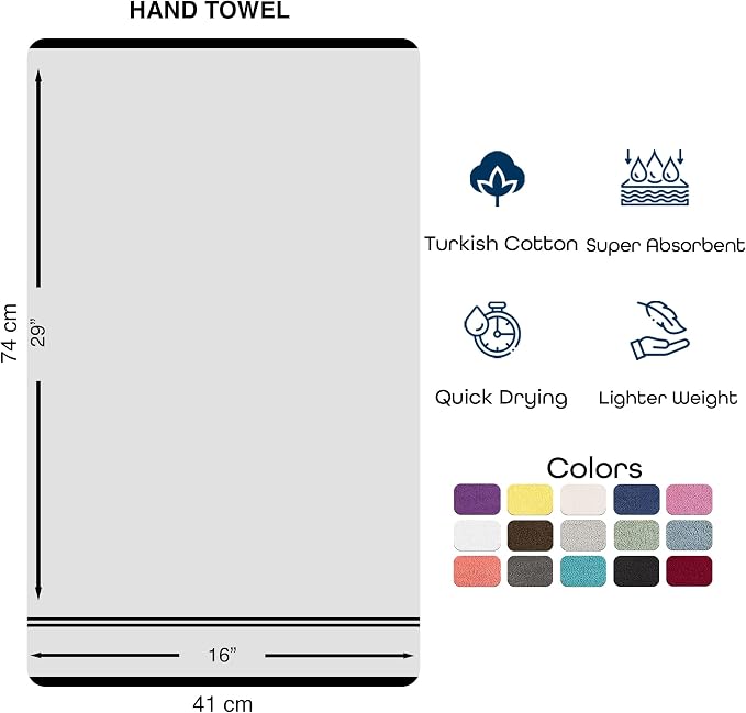 Hawmam Linen Light Blue Hand Towels 4 Pack Turkish Cotton Premium Quality Soft and Absorbent Small Towels for Bathroom